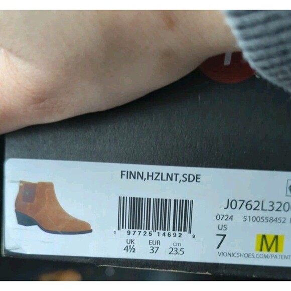 Vionic Size 7 Hazelnut Genuine Leather Finn Ankle Western Boots Booties Nwob - Picture 8 of 8